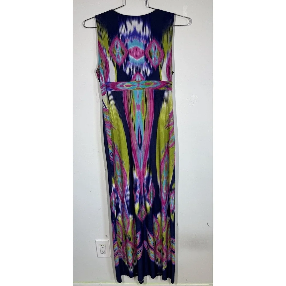 Chicos Sleeveless Ikat Print Twist Front V-Neck Maxi Dress Multicolor Womens L - Picture 4 of 13